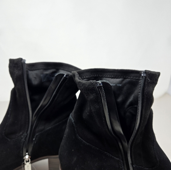 Blondo Waterproof Soft Leather Ankle Boot Sz 10M Rosalyn Black Suede Block Heel - Picture 10 of 11